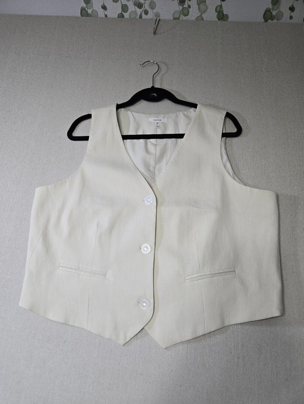 Maurices Cream Tailored Vest with Button Front